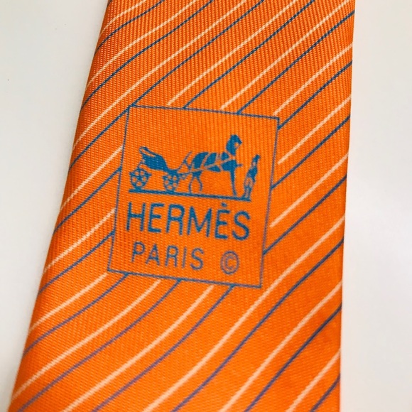 authenic HERMÈS signature BURNT ORANGE necktie - Picture 5 of 8